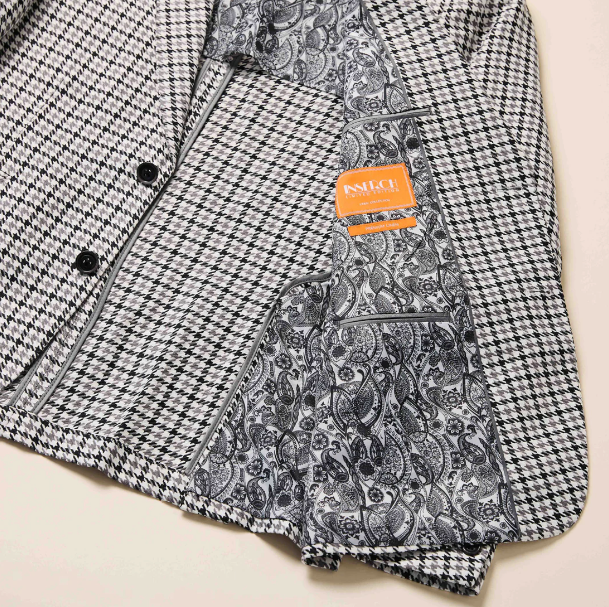 Inserch Houndstooth Linen Blazer