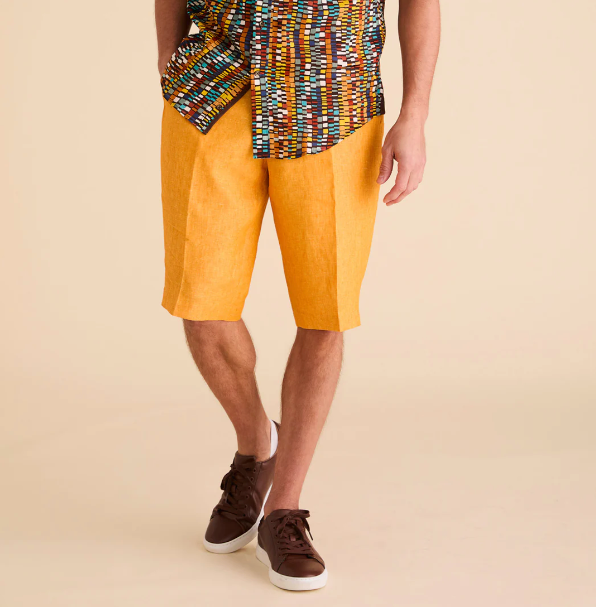 Inserch Premium Linen Flat Front Short