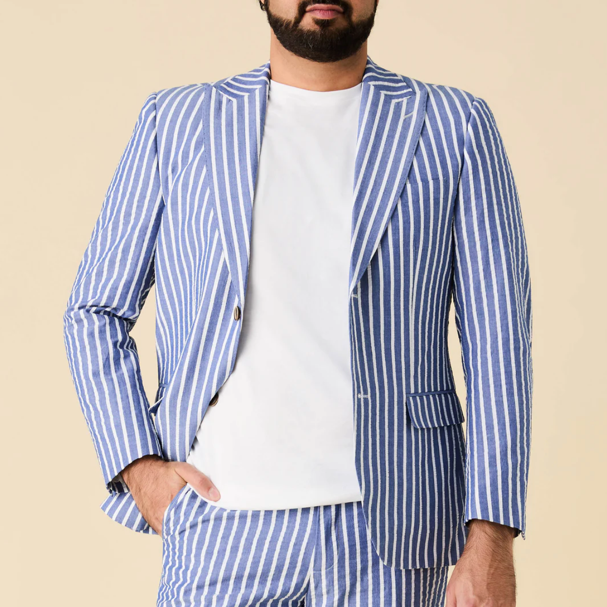 Inserch Wide Stripe Seersucker Suit