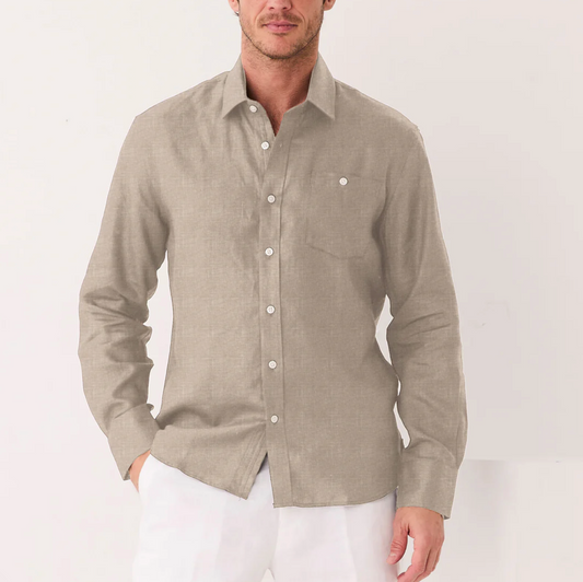 Inserch Long Sleeve Modern Fit Linen Shirt