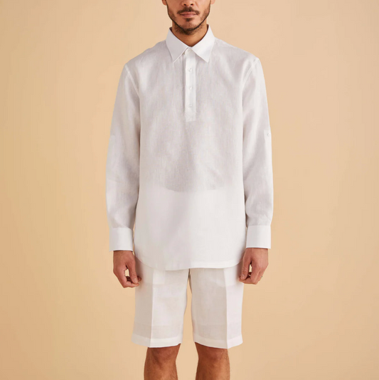 Inserch Long Sleeve Linen Pull Over Shirt