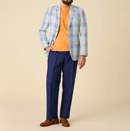 Inserch Cotton Seersucker Check Blazer