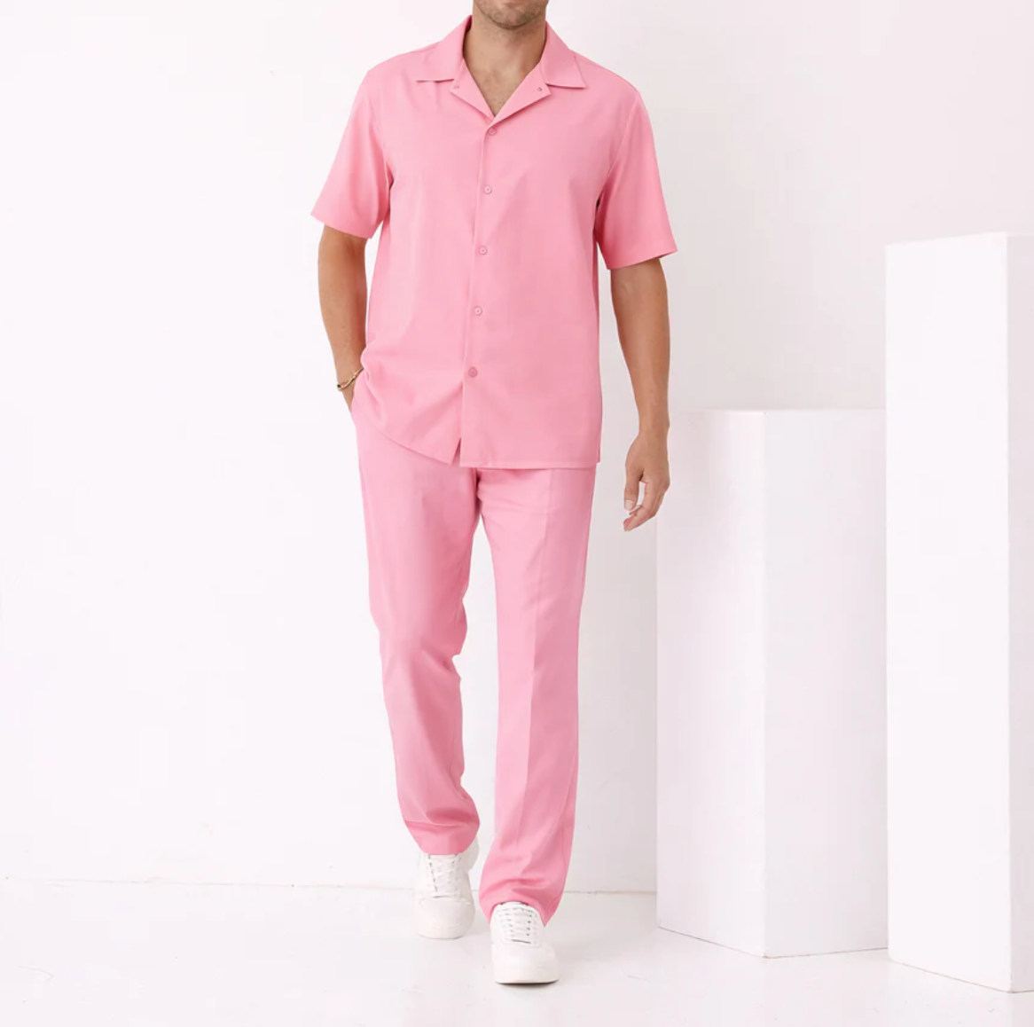 Inserch Crepe Camp Collar Shirt (Summer Pink)