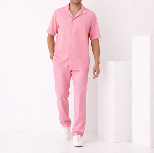 Inserch Crepe Camp Collar Shirt (Summer Pink)
