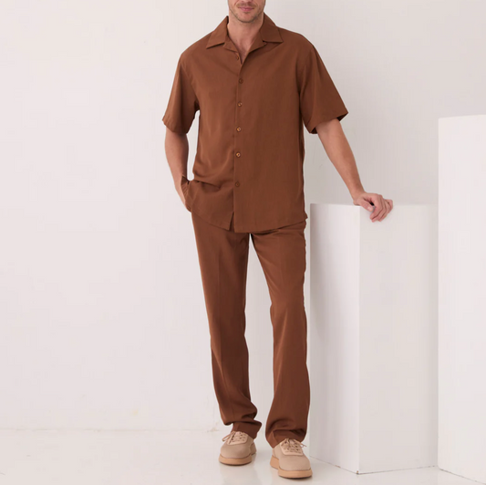 Inserch Crepe Camp Collar Shirt (Mocha)