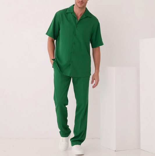 Inserch Crepe Camp Collar Shirt (Emerald)
