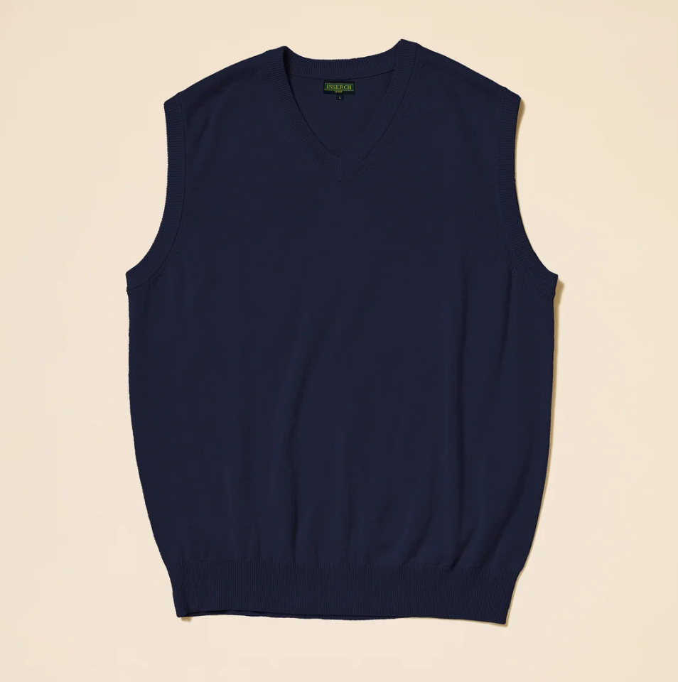 Inserch Cotton Blend V Neck Vest (Navy Blue)