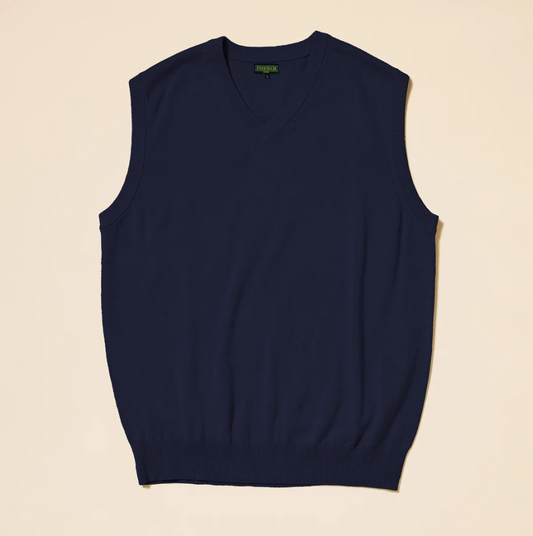 Inserch Cotton Blend V Neck Vest (Navy Blue)
