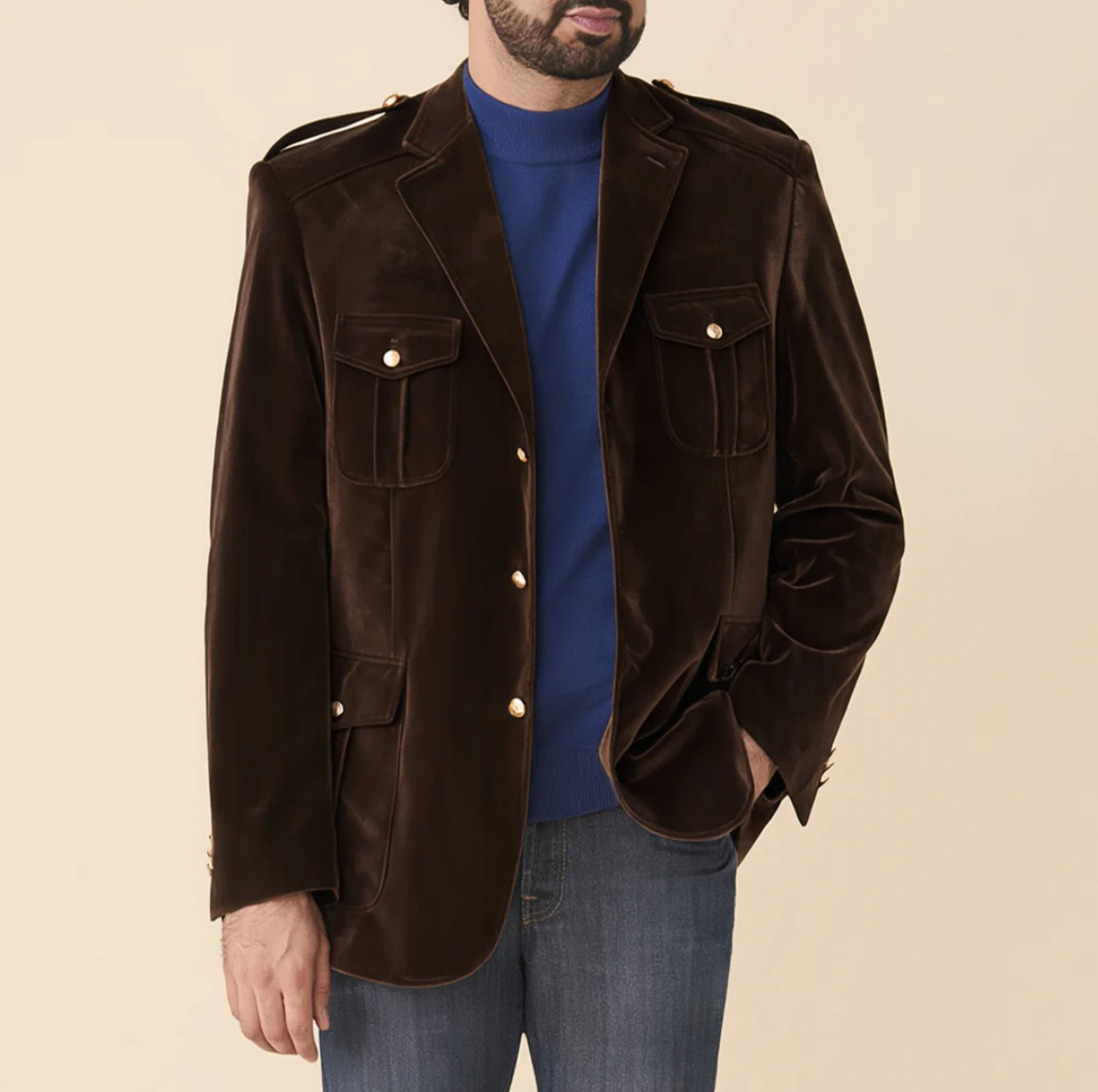 Inserch Velvet Military Blazer