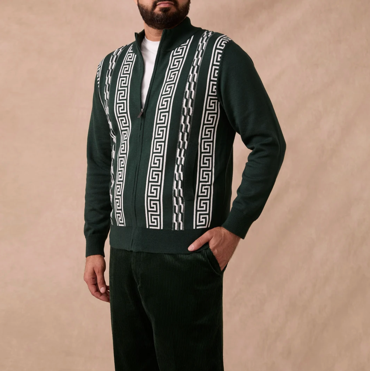 Inserch Grecian Cable Full Zip Sweater