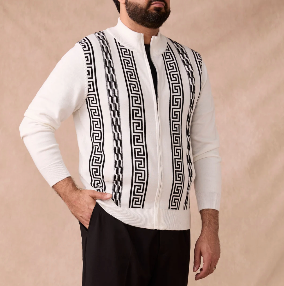 Inserch Grecian Cable Full Zip Sweater