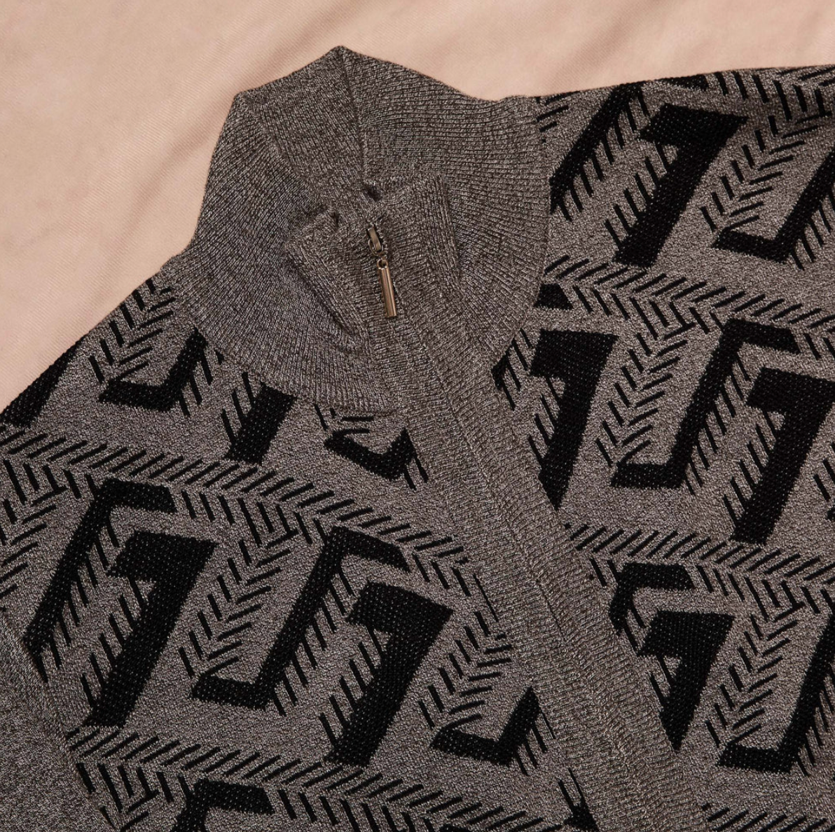 Inserch Geometric Intarsia Full Zip Sweater