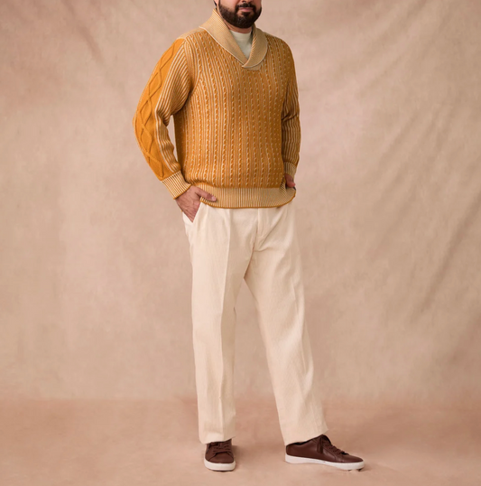 Inserch Shawl Collar Cable Sweater