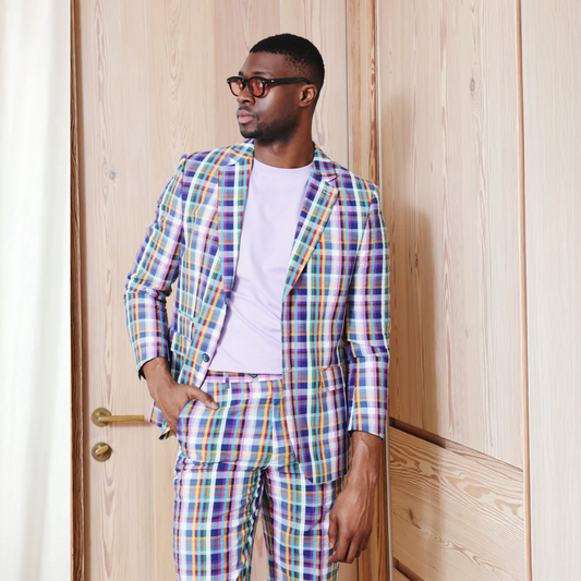 Inserch Seersucker Madras Check Blazer