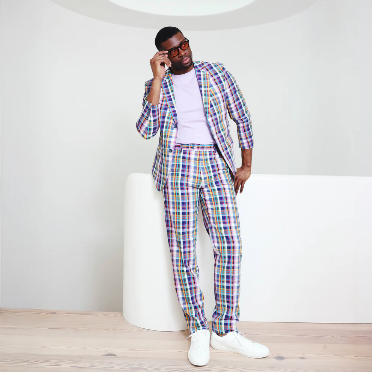 Inserch Seersucker Madras Check Blazer