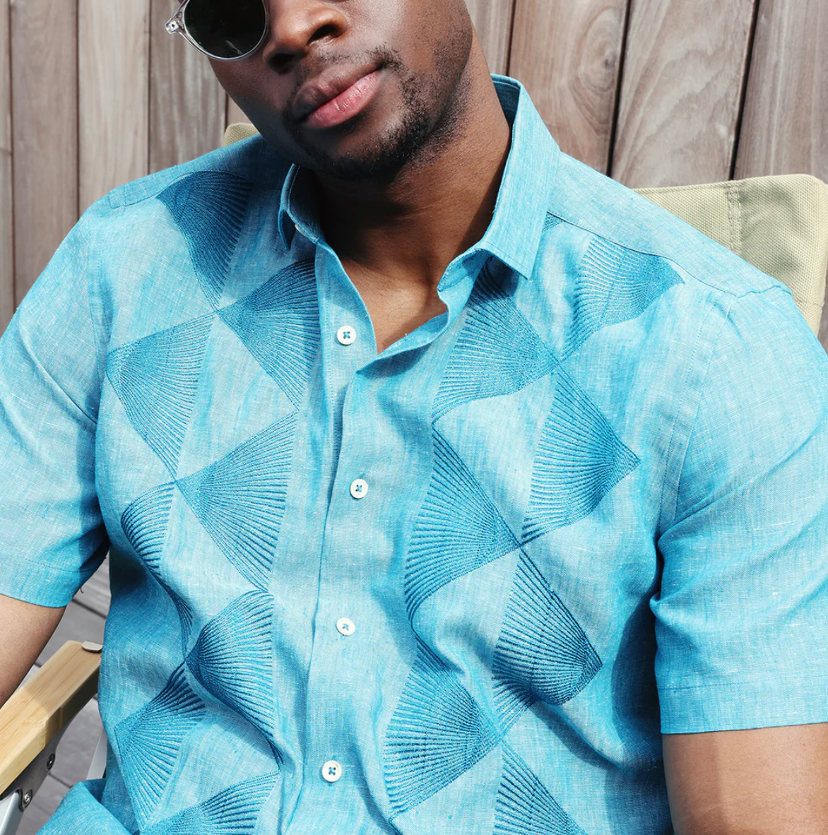 Inserch Short Sleeve Linen Embroidered Shirt