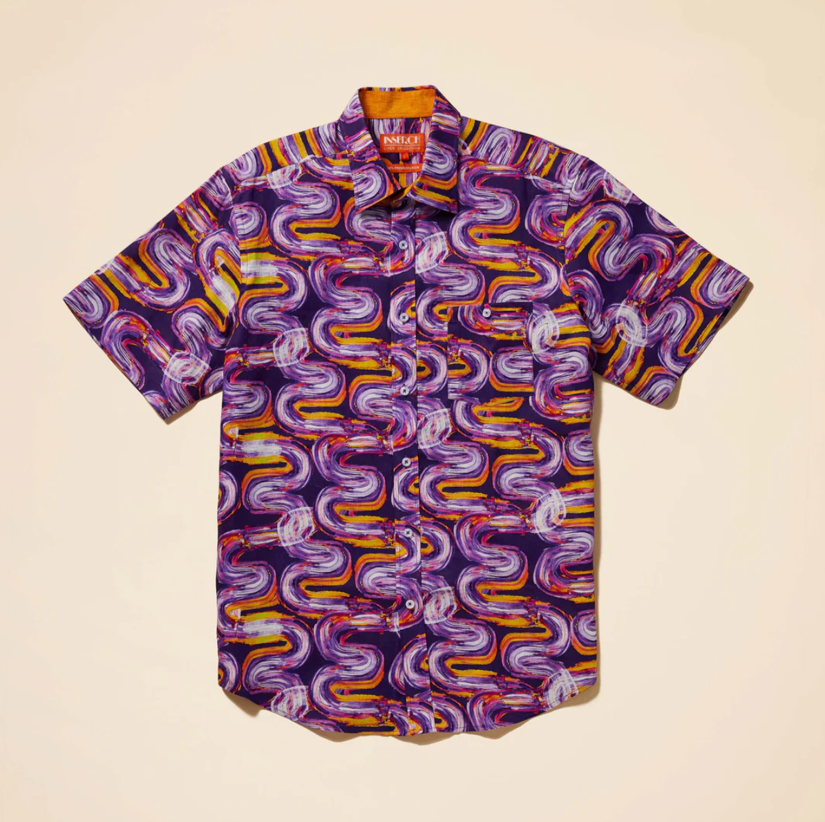 Inserch Short Sleeve Optic Wave Linen Shirt