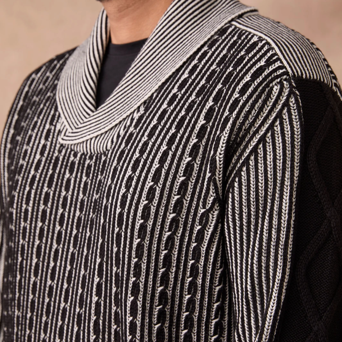Inserch Shawl Collar Cable Sweater