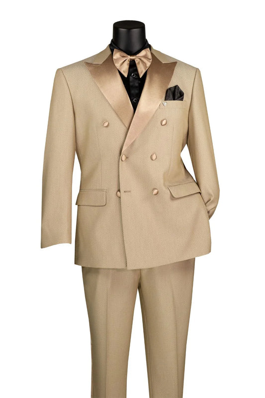 Vinci Double Breasted Modern Fit 2pc Tuxedo (Beige)