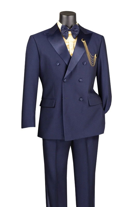 Vinci Double Breasted Modern Fit 2pc Tuxedo (Navy)