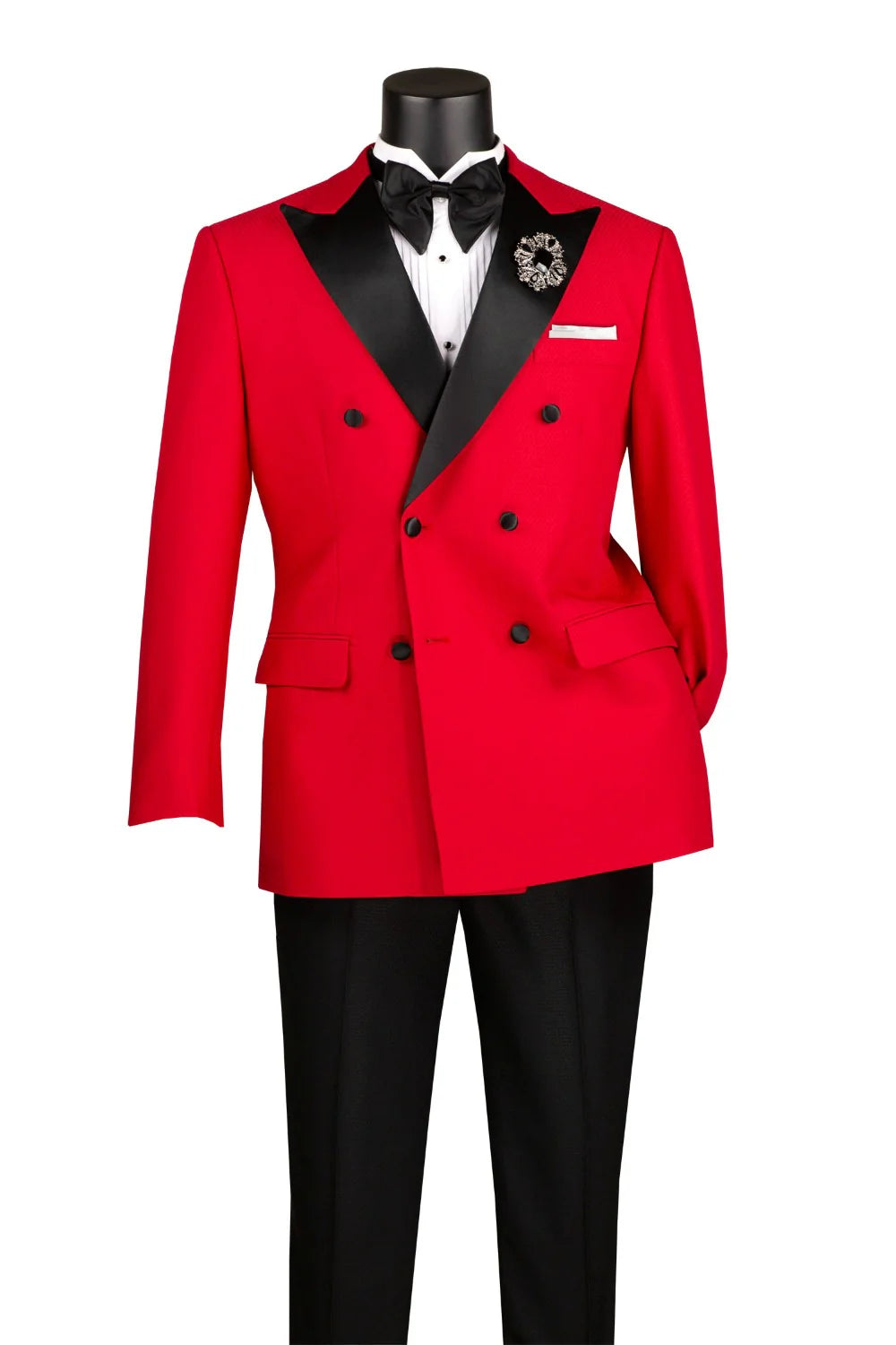 Vinci Double Breasted Modern Fit 2pc Tuxedo (Red)