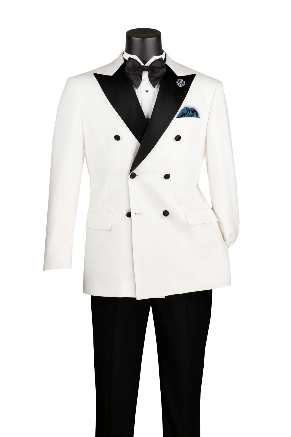 Vinci Double Breasted Modern Fit 2pc Tuxedo (White)