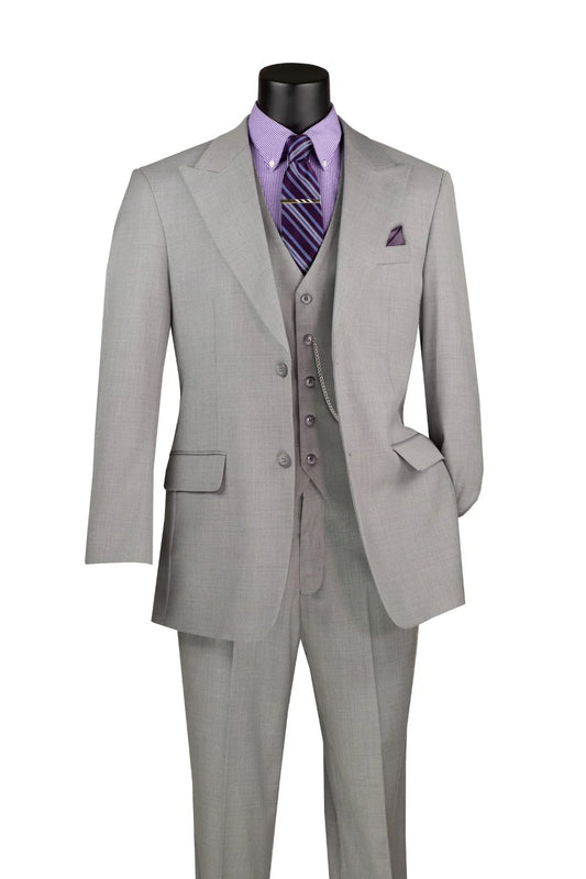 Vinci 3pc Solid Texture Regular Fit Suit (Light Gray)