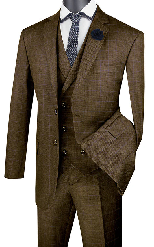 Vinci Classic Fit Executive 3pc Suit (Taupe)