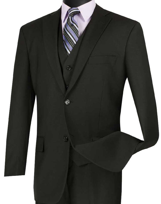 Vinci Classic Fit 3pc Suit (Black)