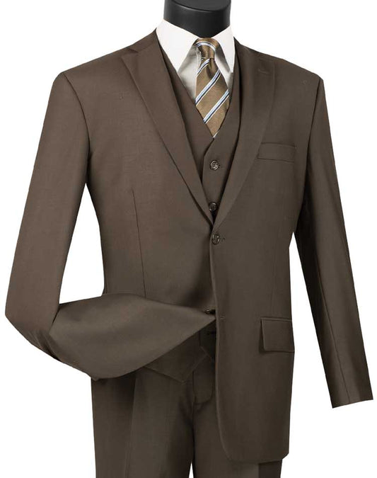 Vinci Classic Fit 3pc Suit (Brown)