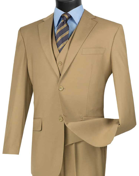 Vinci Classic Fit 3pc Suit (Khaki)