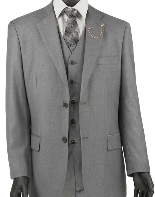 Vinci Classic Fit 3pc Suit (Medium Gray)