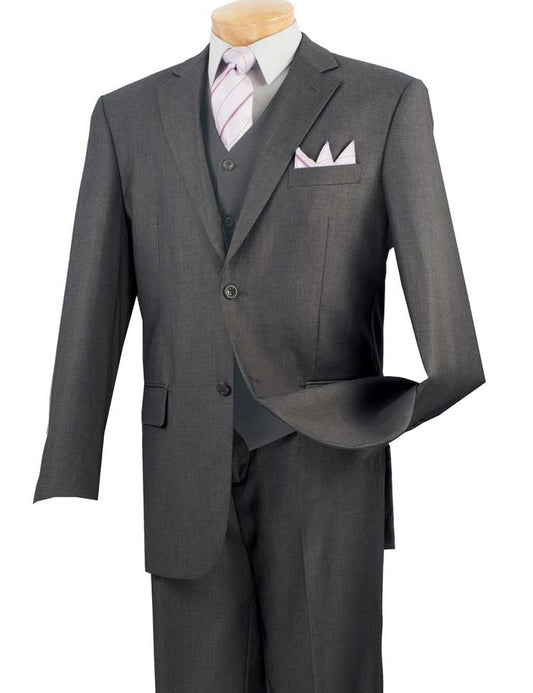Vinci Classic Fit 3pc Suit (Heather Gray)