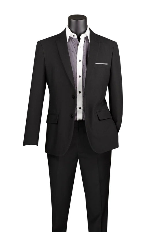 Vinci Slim Fit Single Breasted Blazer (Black)
