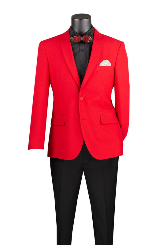 Vinci Slim Fit Single Breasted Blazer (Red)