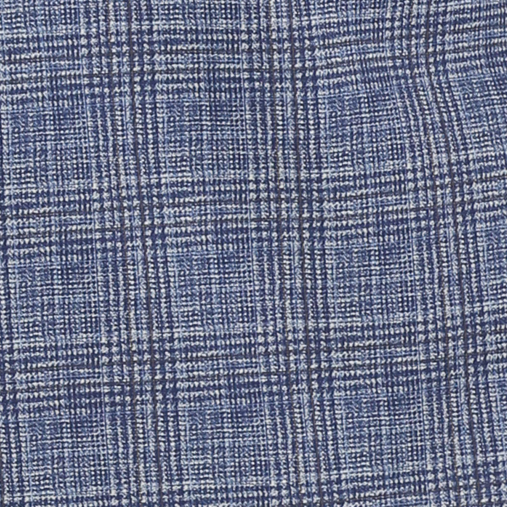 Vinci Double Breasted Regular Fit Windowpane Blazer (Blue)