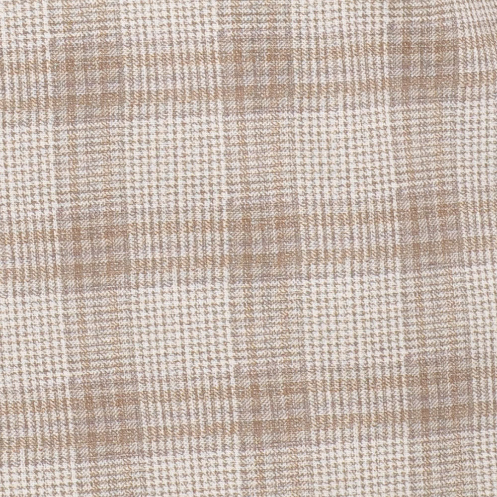 Vinci Double Breasted Regular Fit Windowpane Blazer (Tan)