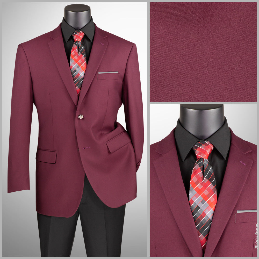 Vinci Regular Fit Solid Sports Coat (Burgundy)