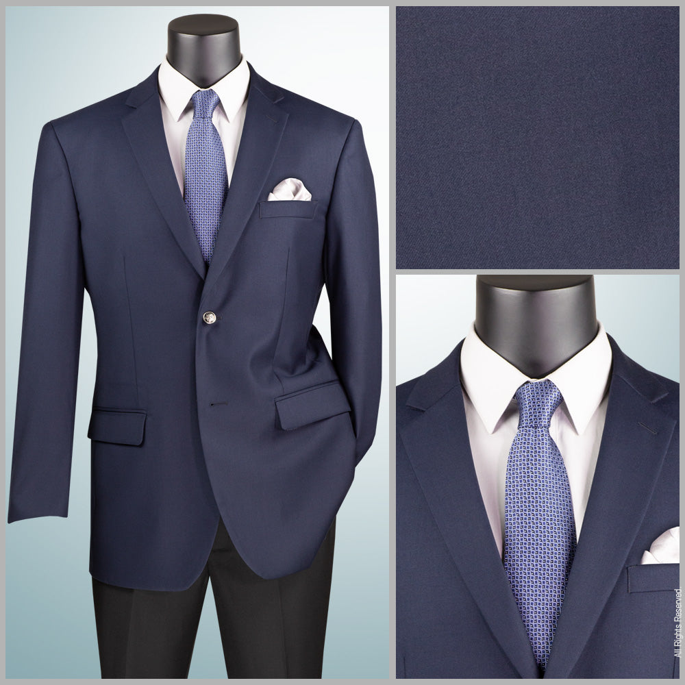 Vinci Regular Fit Solid Sports Coat (Navy)