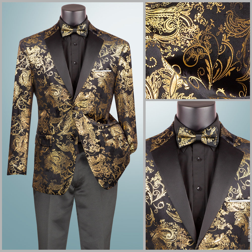 Vinci Modern Fit Fashion Jacket w/Matching Bow Tie