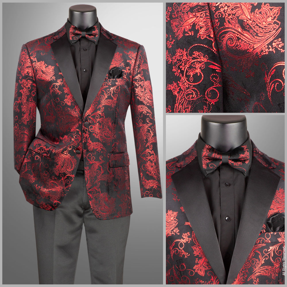 Vinci Modern Fit Fashion Jacket w/Matching Bow Tie