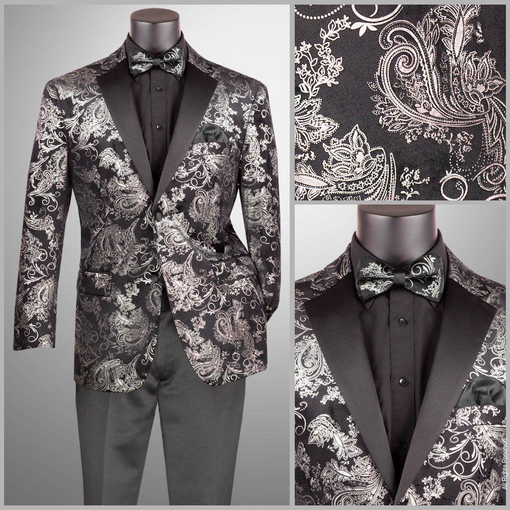 Vinci Modern Fit Fashion Jacket w/Matching Bow Tie