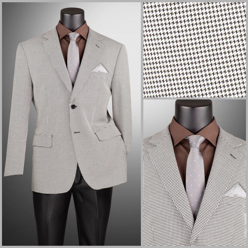 Vinci Modern Fit Houndstooth Pattern Sport Coat (Black)