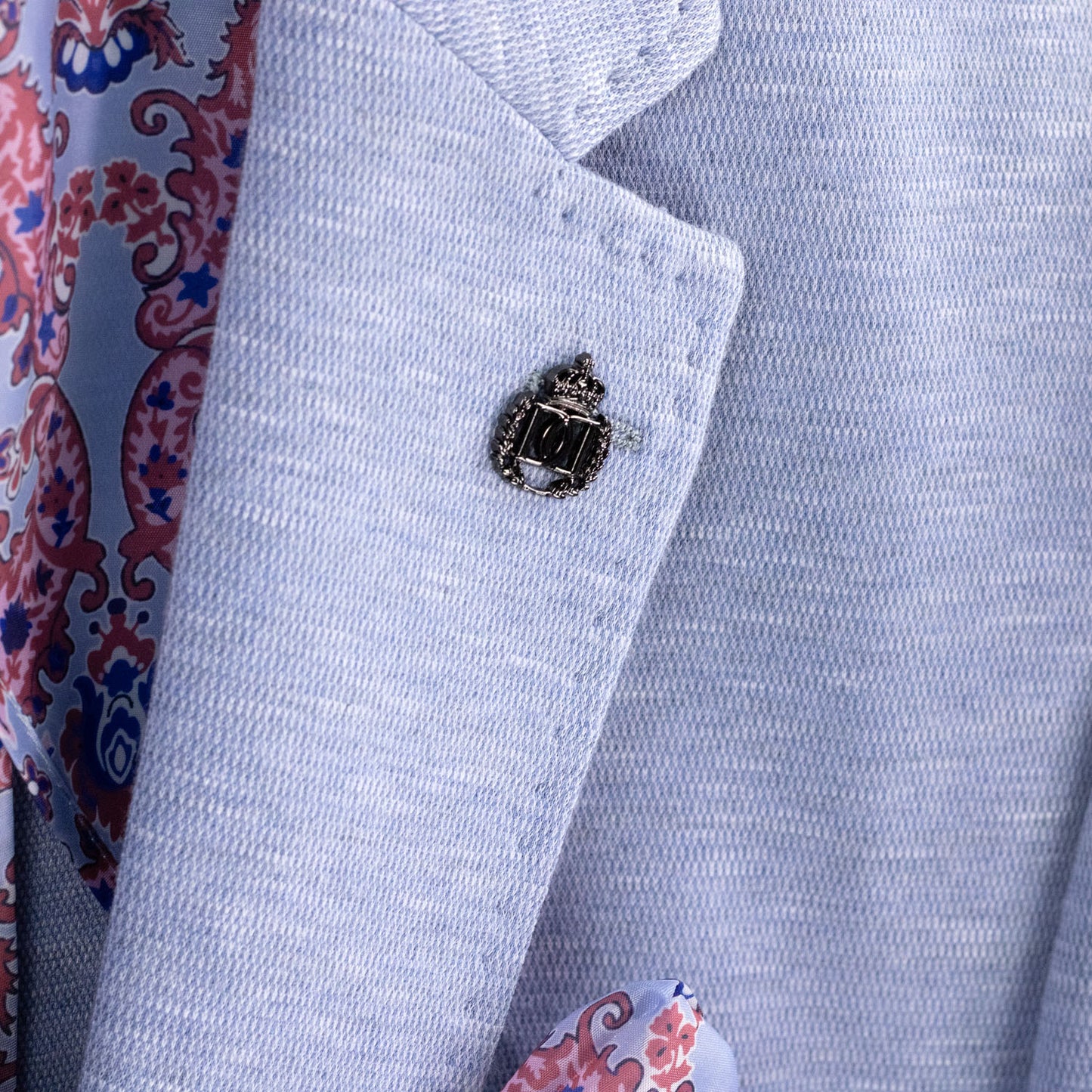 Vinci Modern Fit Textured Weave Blazer (Light Blue)