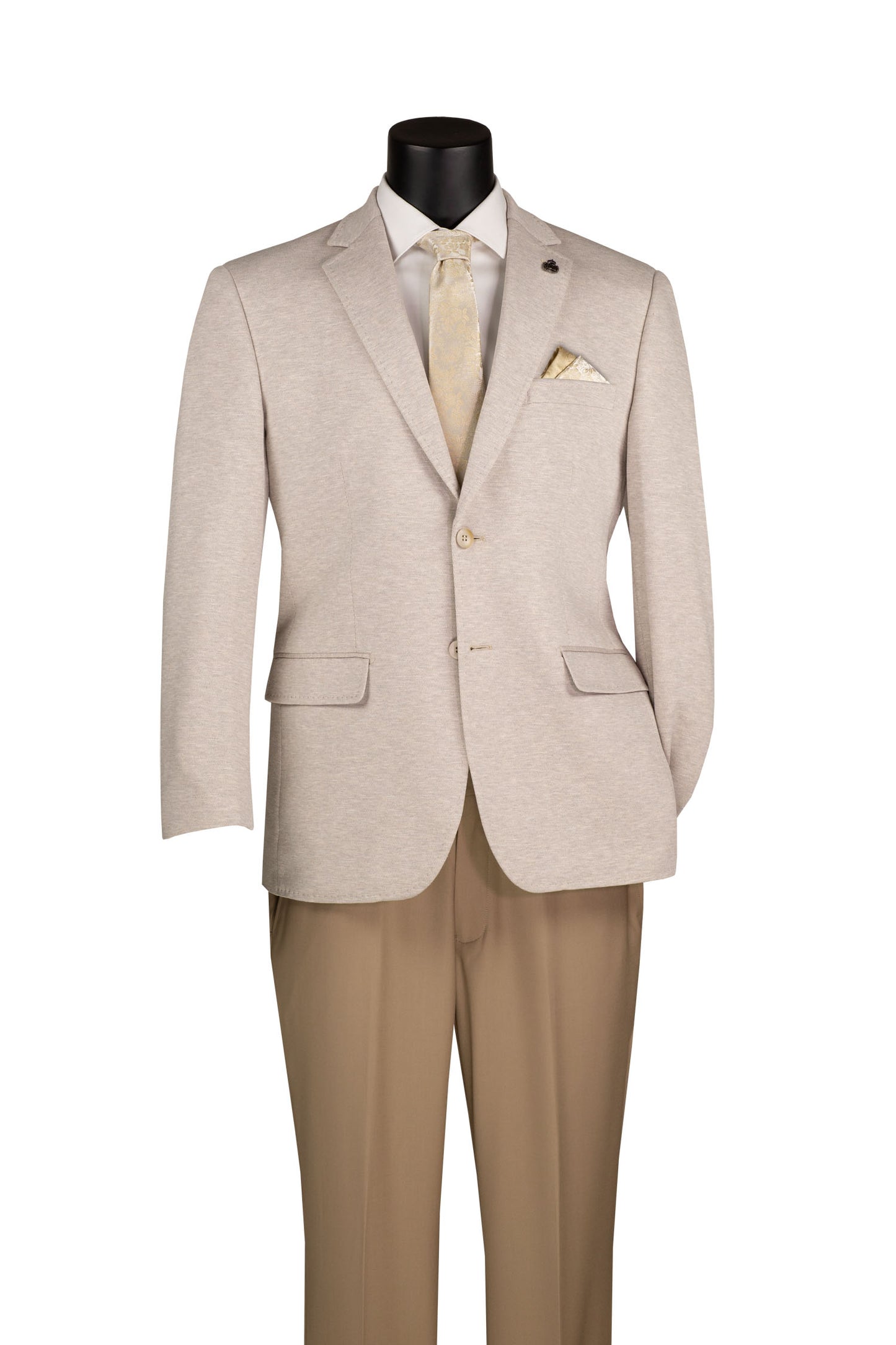 Vinci Modern Fit Textured Weave Blazer (Oatmeal)