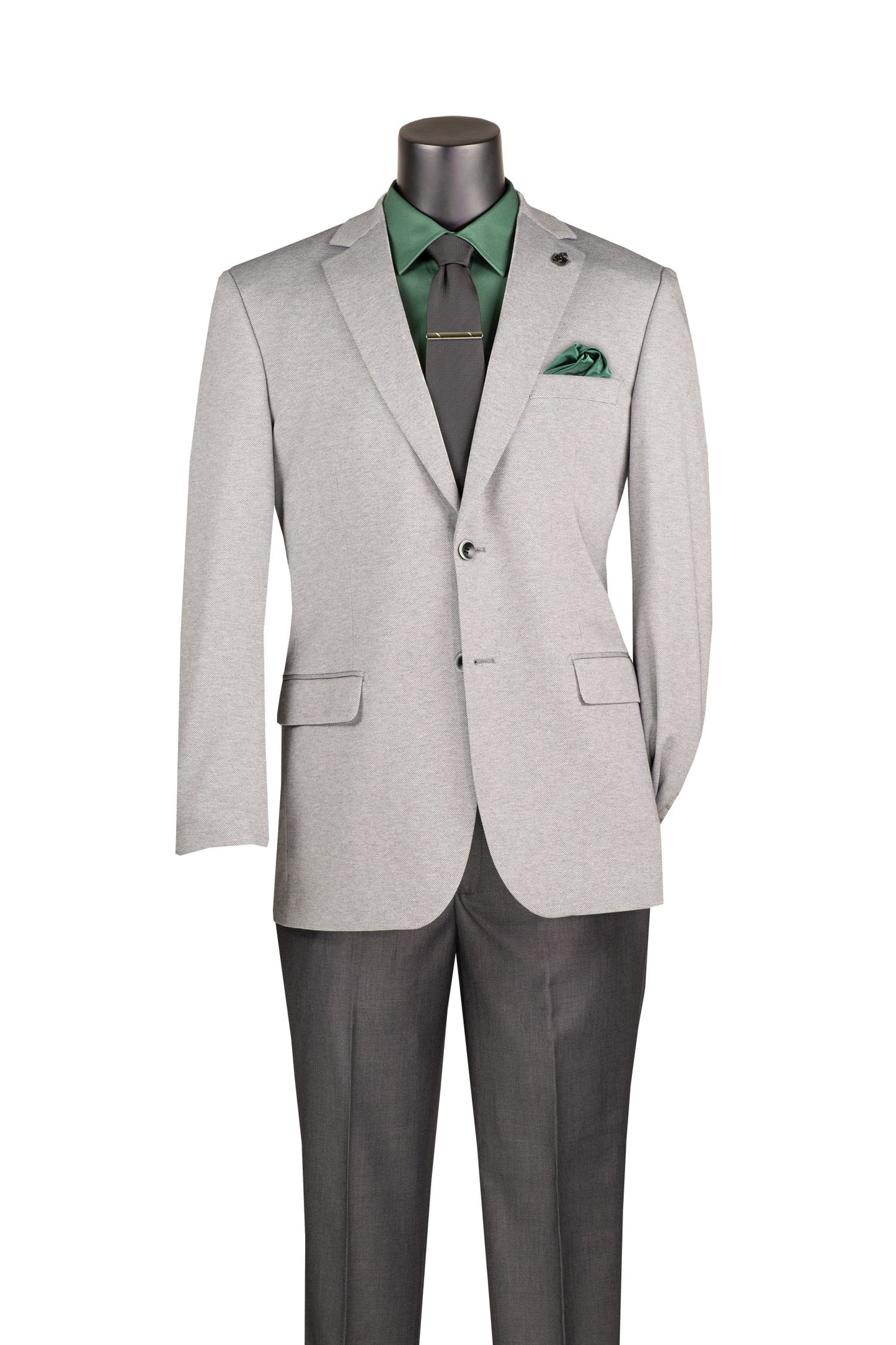 Vinci Regular Fit Textured Weave Blazer (Light Gray)