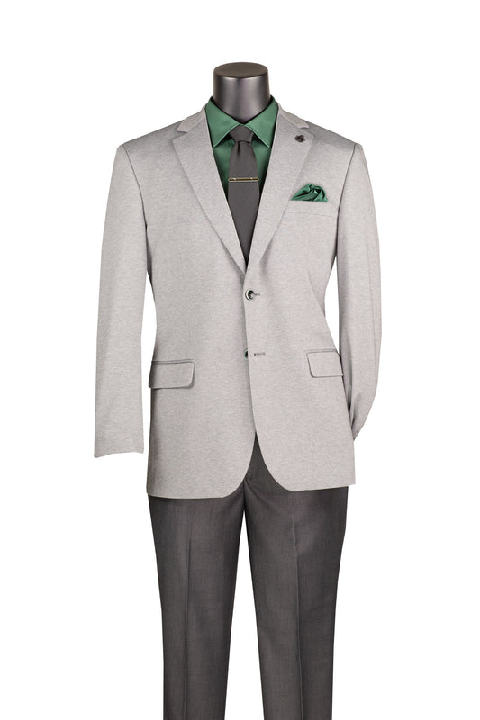 Vinci Regular Fit Textured Weave Blazer (Light Gray)