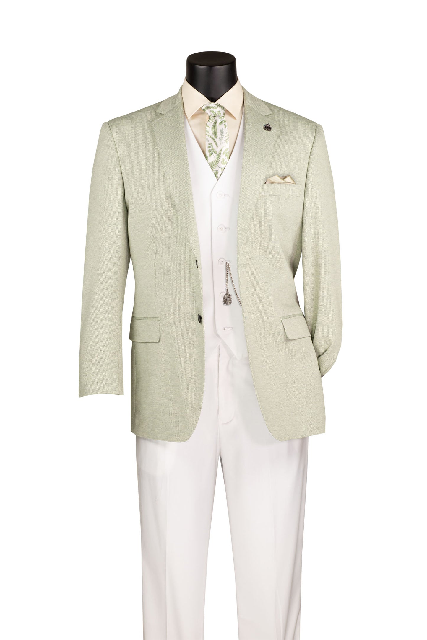 Vinci Regular Fit Textured Weave Blazer (Light Green)