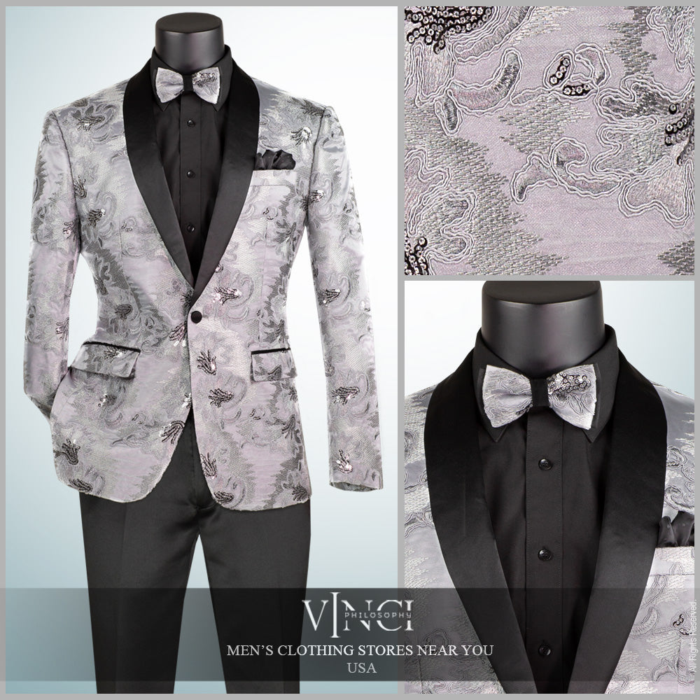Vinci Slim Fit Fashion Jacket w/Matching Bow Tie