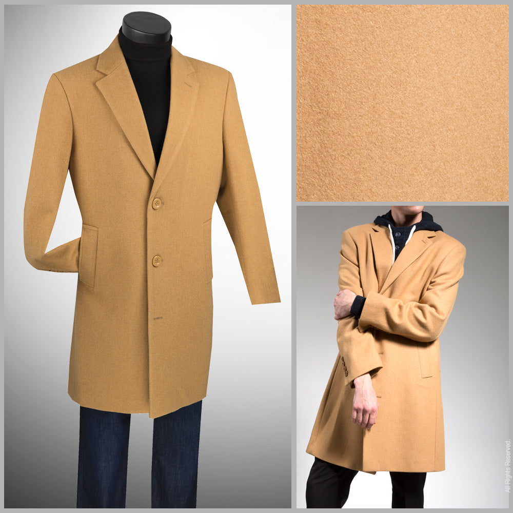 Vinci Regular Fit 38" Top Coat (Camel)